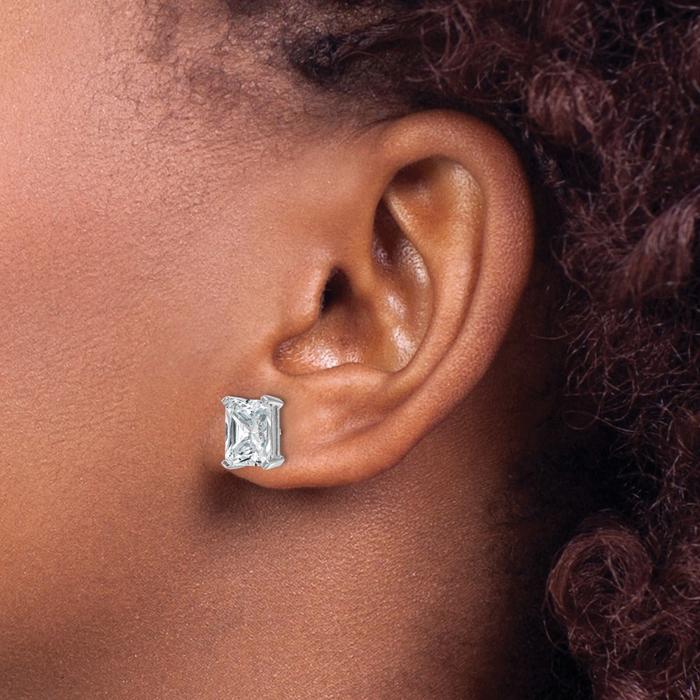 Radiant Four-Prong Stud Earrings, 0.50-6.00 ct tw Lab-Grown Diamond — 5 ct, 14K White Gold