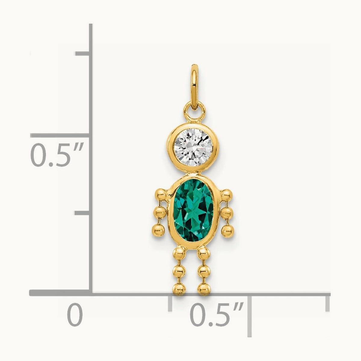 May Boy Birthstone Charm, 14K