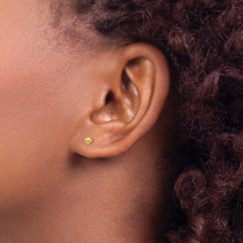 Inverness Ball Post Earrings — 14K Yellow Gold, 3mm