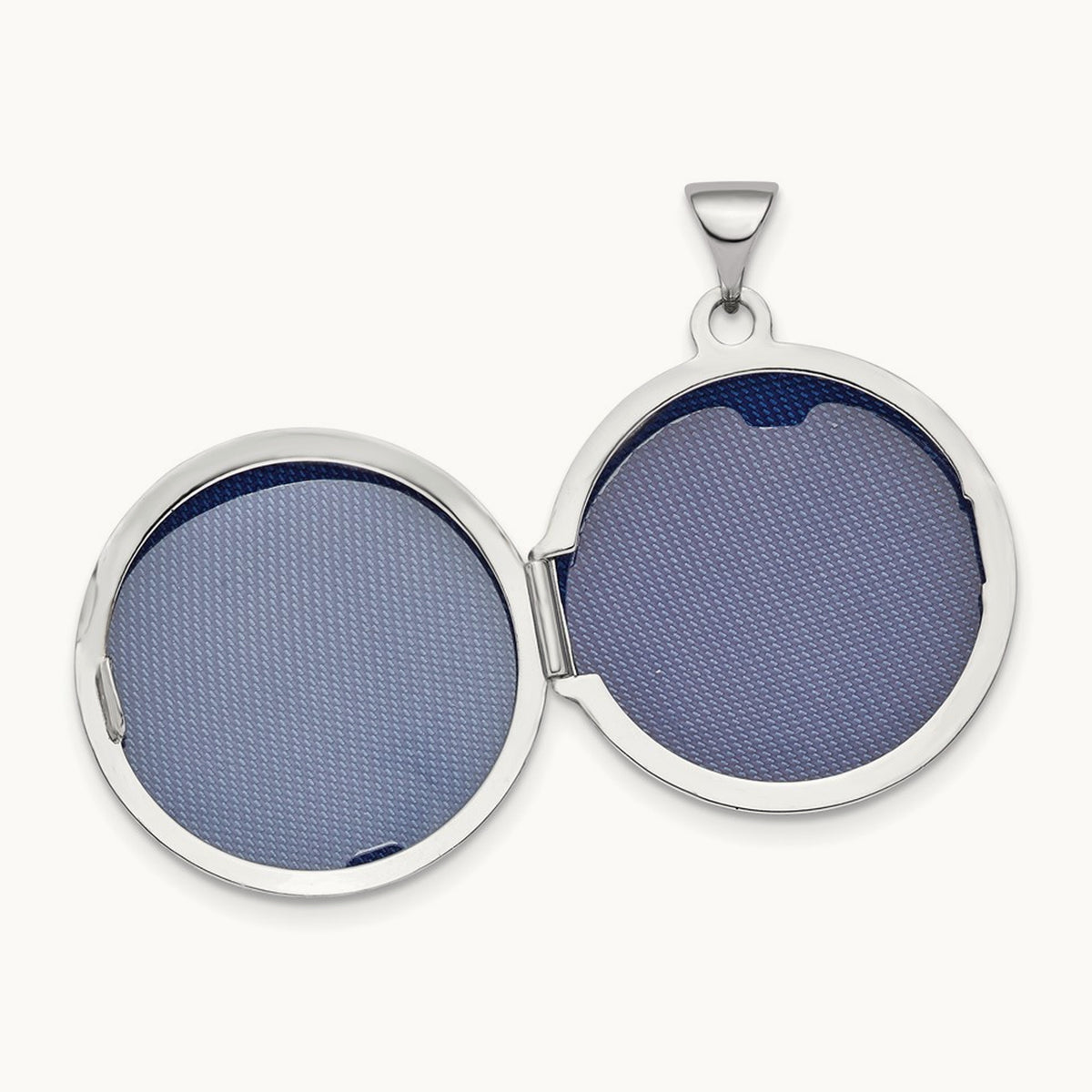 Polished Domed Round Locket — 14K White Gold, 20mm