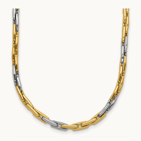 Polished Fancy Link Necklace, 14K Two-tone