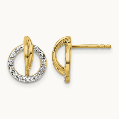 Polished Diamond Open Circle Drop Post Earrings, 14K