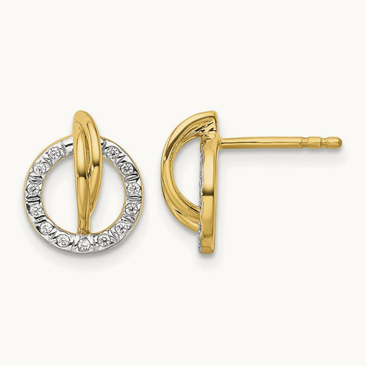 Polished Diamond Open Circle Drop Post Earrings, 14K