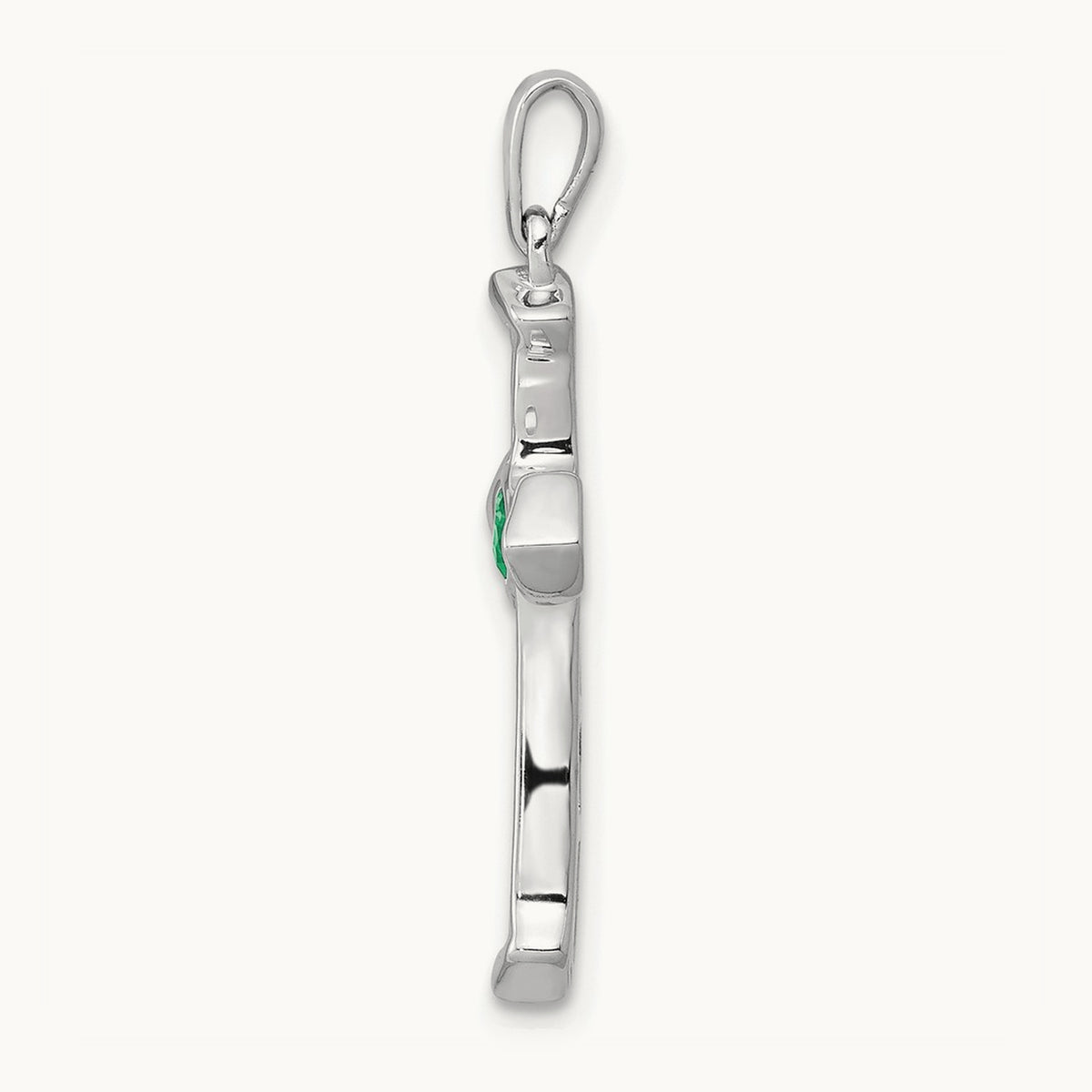 Created Emerald Cross Pendant, 0.20 ct tw Lab-Grown Diamond