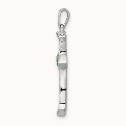 Created Emerald Cross Pendant, 0.20 ct tw Lab-Grown Diamond