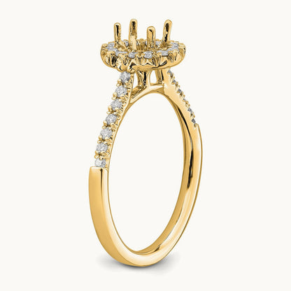 Oval Semi-Mount Halo Engagement Ring, 0.25-0.50 ct tw Lab-Grown Diamond — 14K Yellow Gold, 7