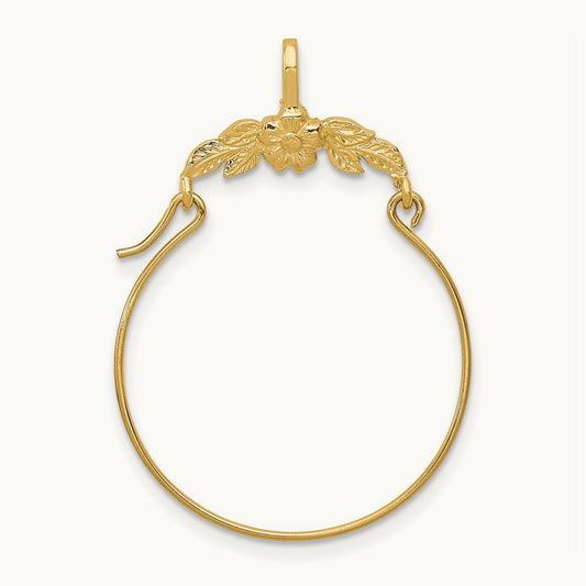 Polished Floral Charm Holder, 14K