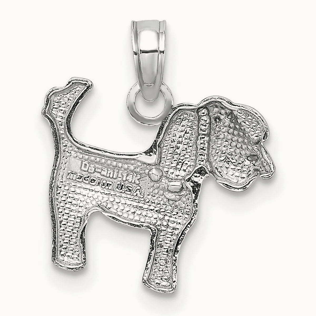 Polished Dog Charm — 14K White Gold