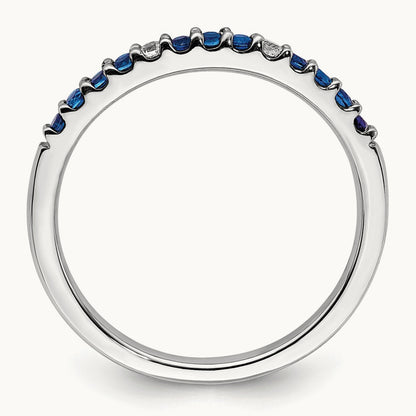 Diamond and Sapphire Band, 14K White Gold