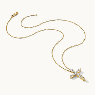 Diamond Cross 18 inch Necklace, 14K