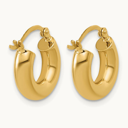 Polished x Lightweight Tube Earrings — 14K Yellow Gold