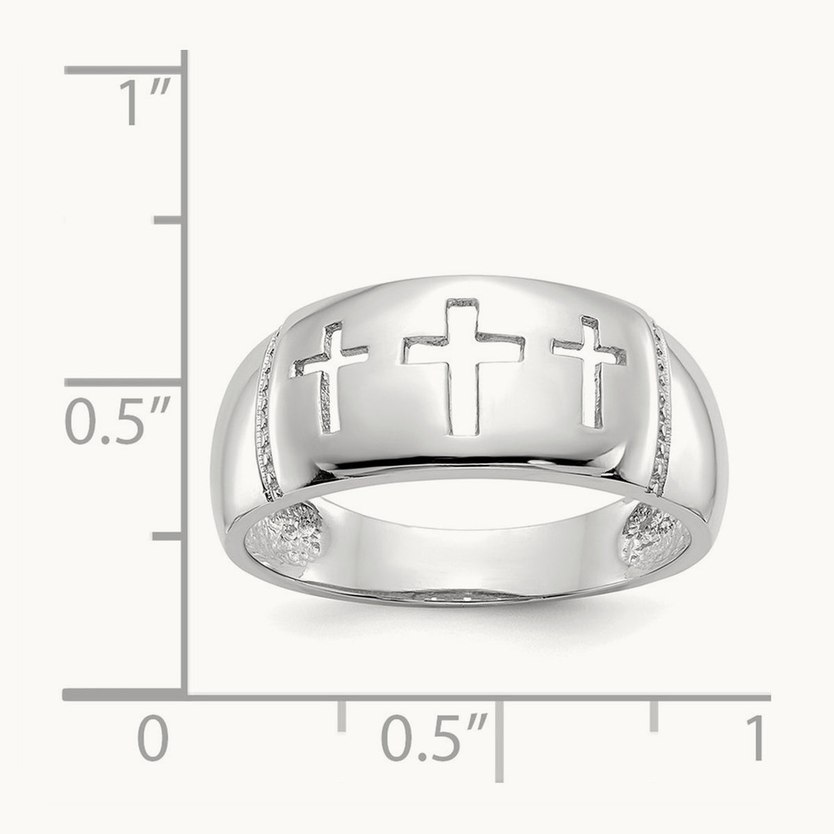Polished 3 Cross Cut-out Ring, 14K White Gold