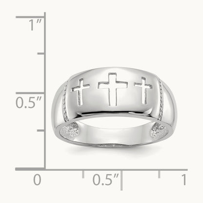 Polished 3 Cross Cut-out Ring, 14K White Gold