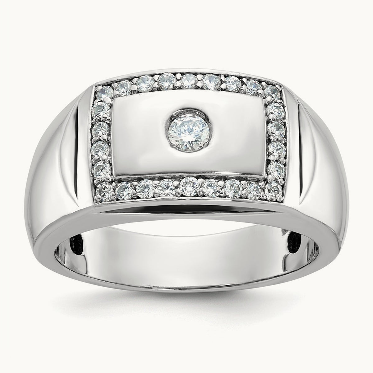 IBGoodman Men's Polished & Cut-Out Diamond Ring, 14K White Gold