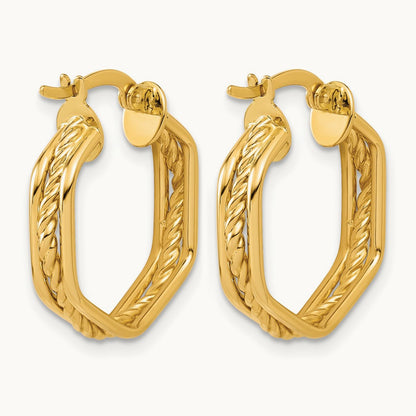 Polished and Twisted Hoop Earrings — 19.5mm