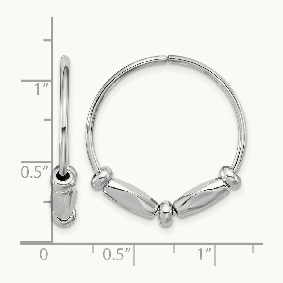 RH-plated Fancy Endless Hoop Earrings, Sterling Silver — Leslie's