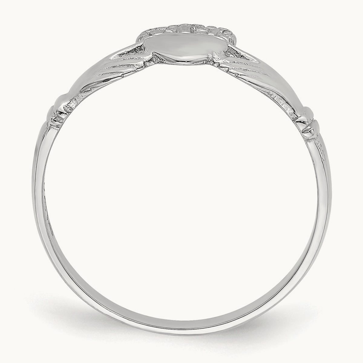 Polished Claddagh Ring, 14K White Gold
