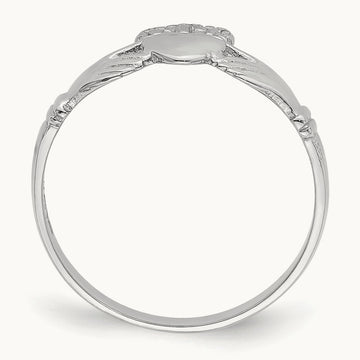 Polished Claddagh Ring, 14K White Gold