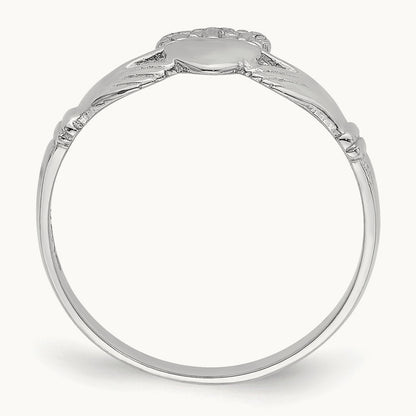 Polished Claddagh Ring, 14K White Gold