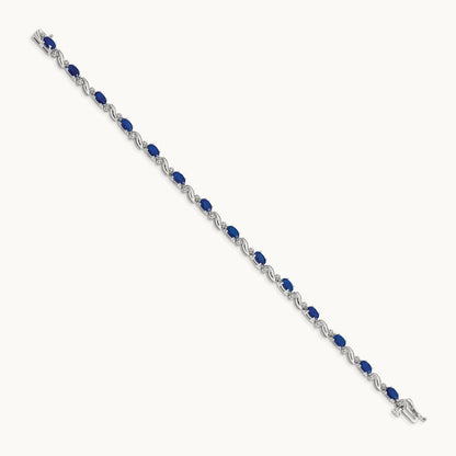 Diamond and Sapphire Bracelet, 14K White Gold