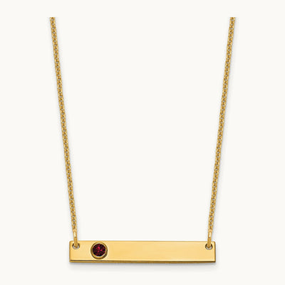 1 Birthstone w/ 14k Bezel Small Bar Necklace, 10K Yellow Gold