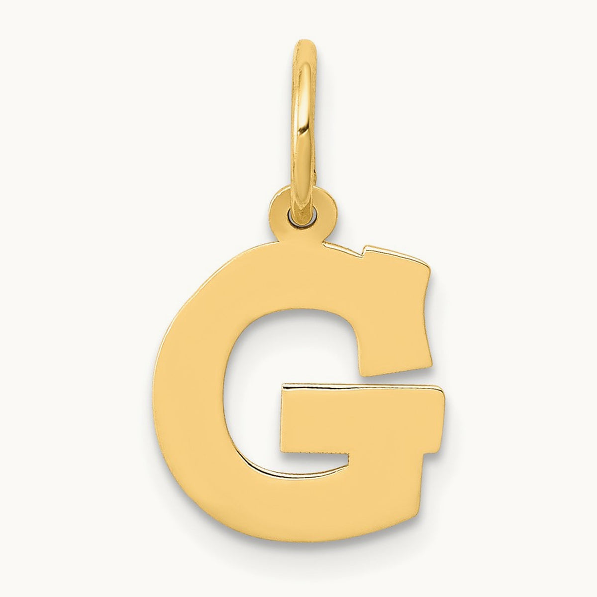 Small Block Initial Charm — 14K Yellow Gold, G
