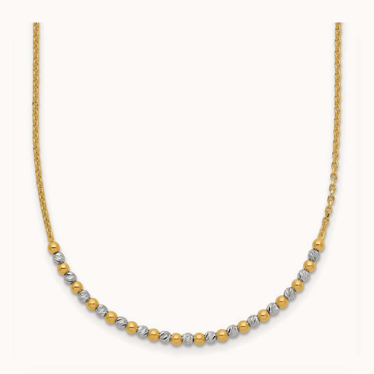 Diamond-cut Beaded 18in Necklace — 14K Two-Tone Gold
