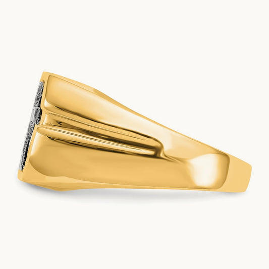 AA Diamond Men's Cross Ring, 14K