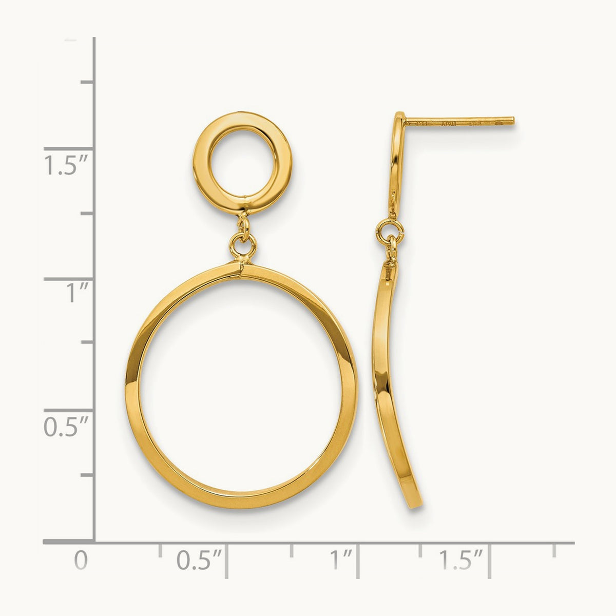 Polished Round Post Dangle Earrings, 10K — Leslie's