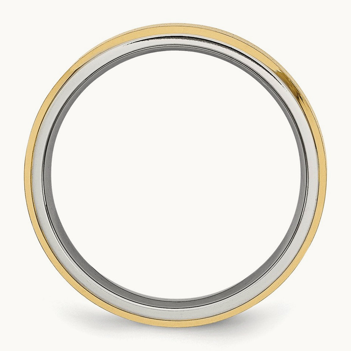 Brushed Yellow IP-plated Beveled Edge Band — photo set (2)