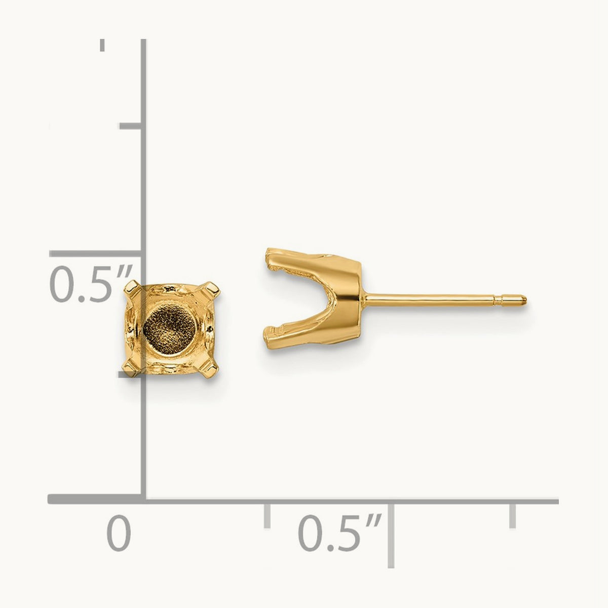 Setting: Round Stud Earring Mounting with backs, 5.75mm in 14K Yellow Gold