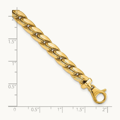 Polished Fancy Link Men's Bracelet, 14K