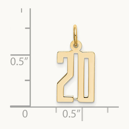 Small Elongated Number 20 Charm, 14K
