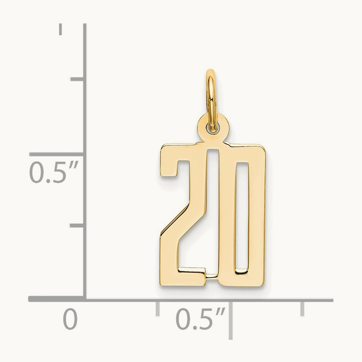 Small Elongated Number 20 Charm, 14K