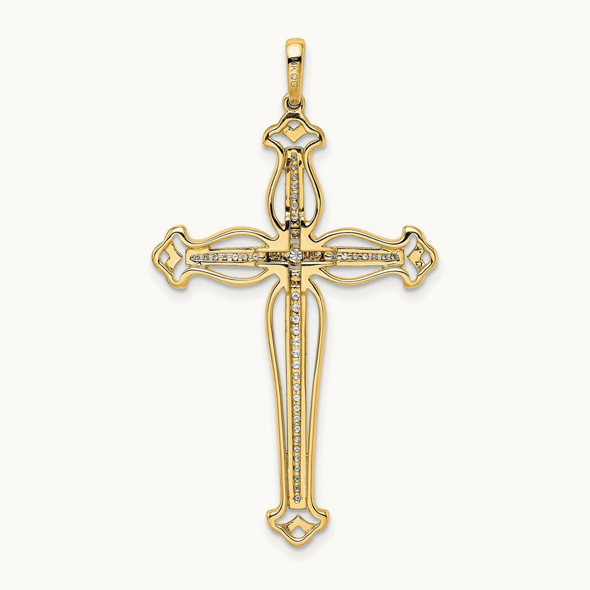 1/4ct. Diamond Fancy Budded Cross Pendant, 14K