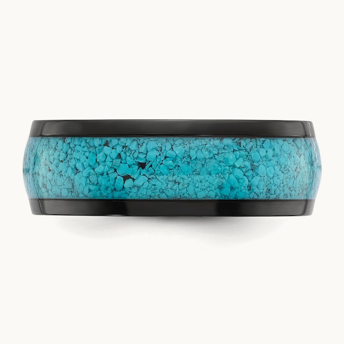 Polished Black IP-plated with Turquoise Inlay Band, 8mm, Titanium