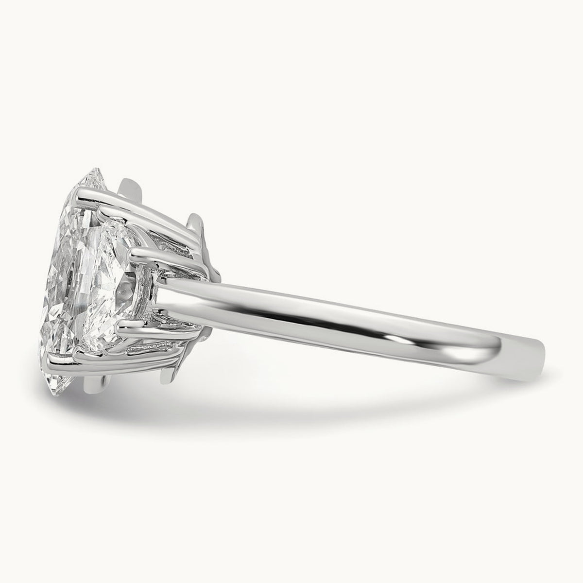Half Moon and Oval Semi-Mount Engagement Ring, 0.50-1.00 ct tw Lab-Grown Diamond — 1 ct, 14K White Gold