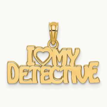 I HEART MY DETECTIVE Charm, 14K