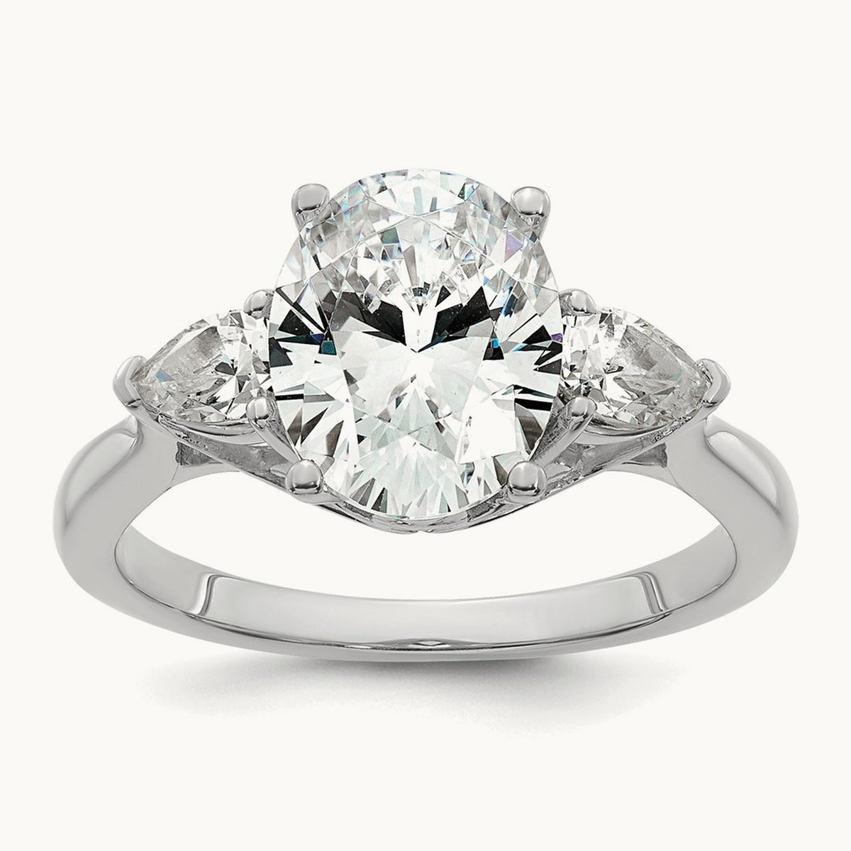 Oval/Pear 3 Stone Engagement Ring, 1.25-3.50 ct tw Lab-Grown Diamond — 2 1/2 ct, 14K White Gold