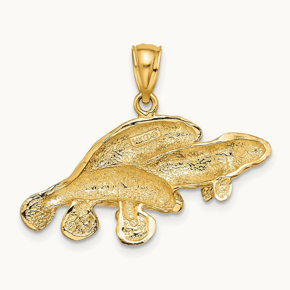 2-D /Polished Three Manatees Charm, 14K
