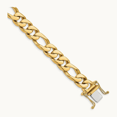 Hand-Polished Figaro Link Bracelet, 10mm, 14K