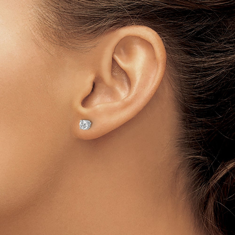 Round Diamond Stud Earrings — 14K White Gold, 0.82 ct tw