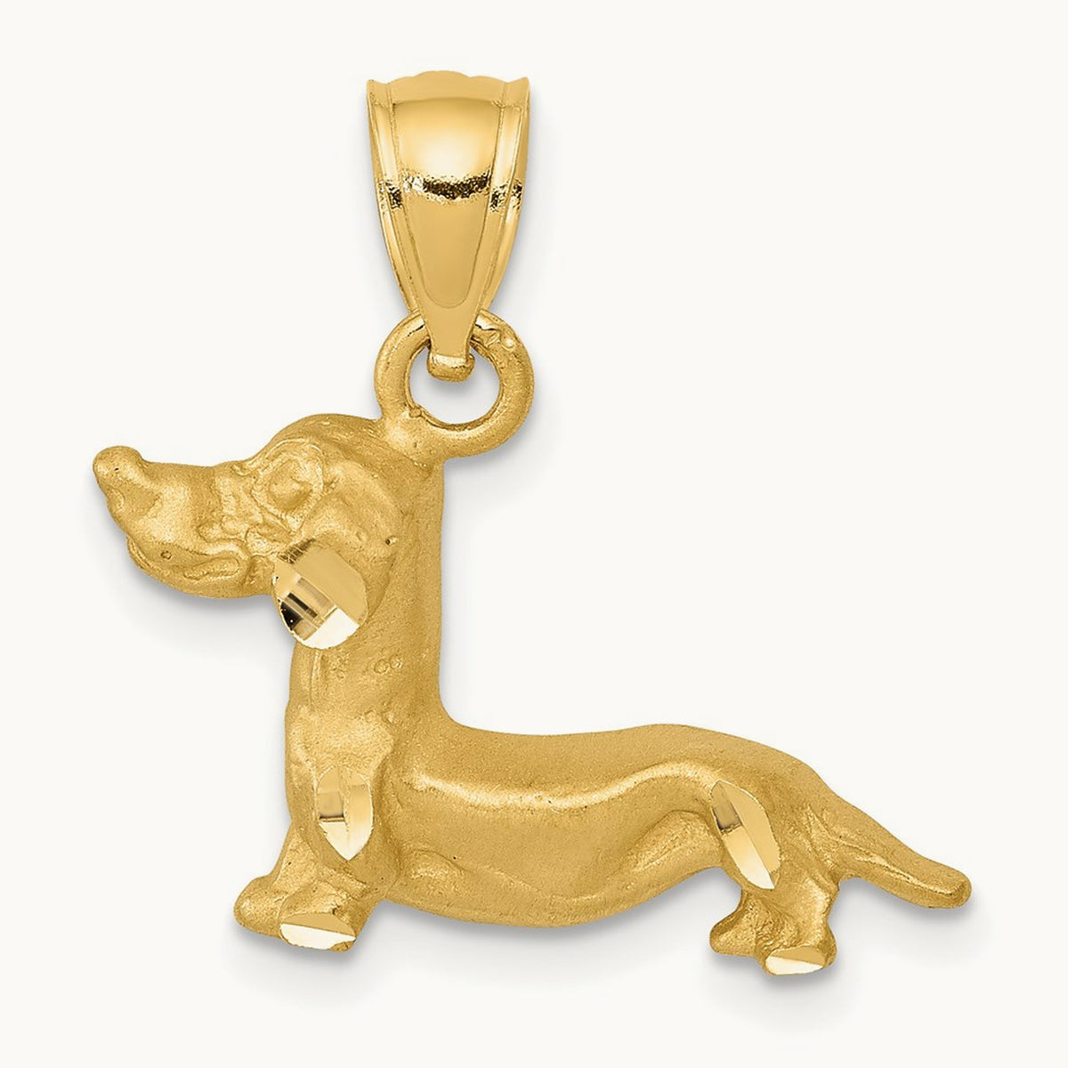Diamond-cut Dachshund Pendant, 14K