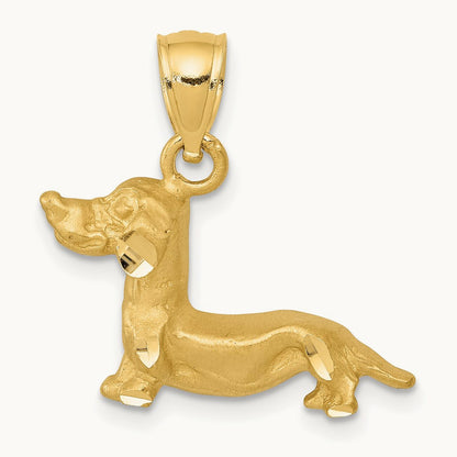 Diamond-cut Dachshund Pendant, 14K