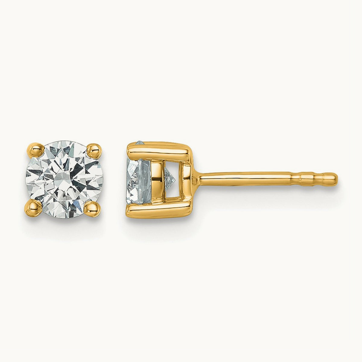 Round Heavyweight Stud Earrings, 0.10-7.00 ct tw Lab-Grown Diamond — 3/4 ct, 18K Yellow Gold