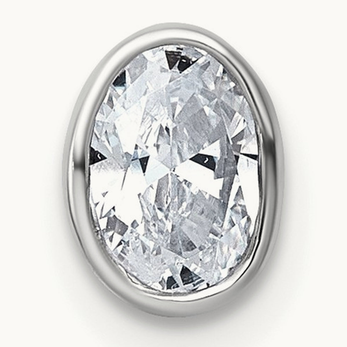 Oval Bezel Set Chain Slide Pendant, 0.25-3.00 ct tw Lab-Grown Diamond — 1/2 ct, VS (Best), 14K White Gold