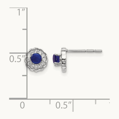 Diamond and Cabochon Sapphire Earrings, 14K White Gold