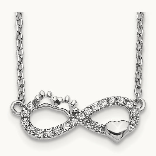 Diamond Infinity Pawprint/Heart 18 inch Necklace, 14K White Gold