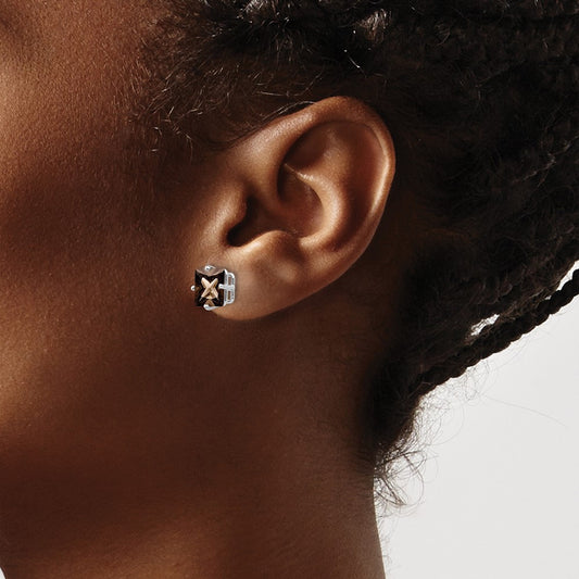Square Smoky Quartz Earrings — 14K White Gold, 7mm