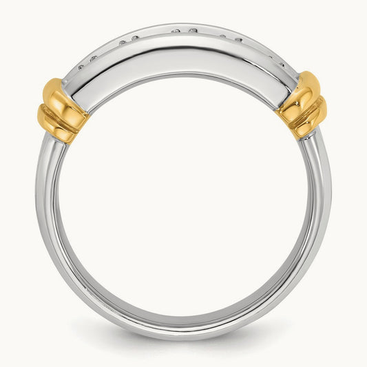 14ktt IBGoodman Men's Polished & Grooved 5-Stone Diamond Ring